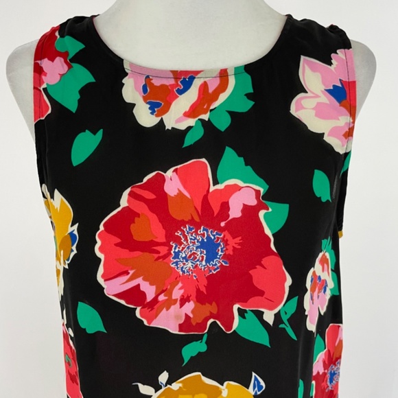 Who What Wear Floral Print Sleeveless Blouse Tank Top Black Multi Size Small - Picture 4 of 15